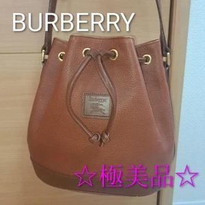 Burberry Shoulder Bag Leather Nova Check Drawstring Unisex Excellent - Picture 1 of 11