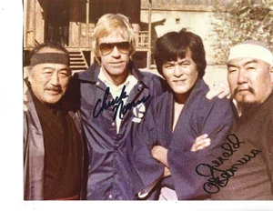 MARTIAL ARTS MOVIE LEGENDS GERALD OKAMURA CHUCK NORRIS SIGNED 8X10 THE OCTAGON - Picture 1 of 1
