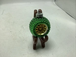 Vintage Christopher Radko Shiny Brite doppelter Einzug holprig Ornament gold grün sehr guter Zustand - Bild 1 von 6
