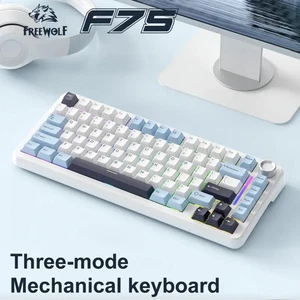 FreeWolf F75 Wireless 75% Tri-Mode Mechanical Gaming Keyboard - Glacier Blue - Picture 1 of 8