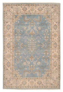 Traditional Hand-Knotted Bordered Carpet 5'11" x 9'0" Wool Area Rug - Picture 1 of 9