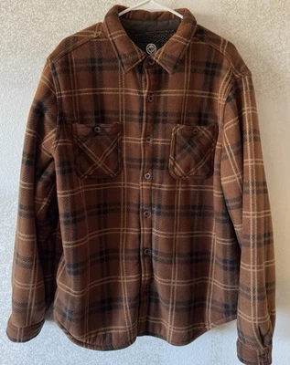 Weatherproof Sherpa Fleece Lined Brown Plaid Flannel Men’s XL Jacket - Image 1 of 4