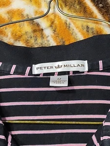Peter Millar Polo Men's Size Medium Black/Pink Striped - Picture 1 of 9