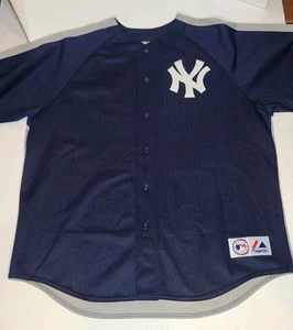 Maglia vintage New York Yankees uomo XXL blu navy-grigio MLB maglia Majestic USA - Foto 1 di 10