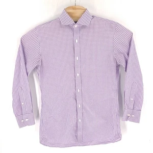 Bonobos Shirt Mens Medium 15 Slim Fit Purple Checkered Long Sleeve Button - Picture 1 of 9
