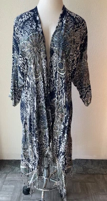 Plumero de flecos Soft Surroundings largo embellecido estilo boho mezcla viscosa/lana Foto 1 de 4