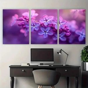 3pcs Elegant Serene Violet Lilac Floral Metal Print Ready to Hang Art - Picture 1 of 7