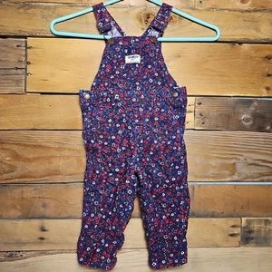 OshKosh B'Gosh Blumendruck Cord Latzhose Vestbak Größe 18 Monate 100 % Baumwolle - Bild 1 von 11