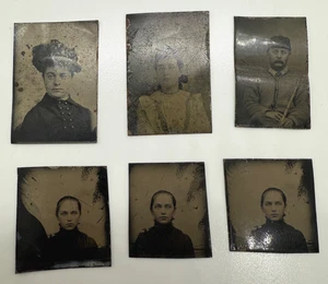 6er Set antike Edelsteinfarben Mann Frau verschiedene ungerade Größen um 1800 - Bild 1 von 10