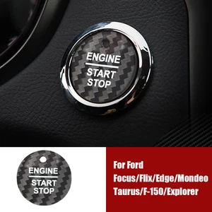 Pegatina negra de fibra de carbono para botón de parada de arranque de coche para Ford F-150 Focus Filx - Imagen 1 de 6