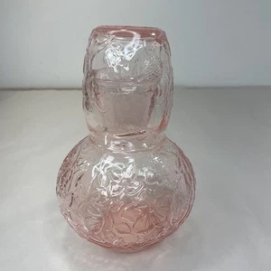 Rosa Depression Floral Tumble Up Glas Karaffe und Becher Nachttisch Wasser Set - Bild 1 von 11