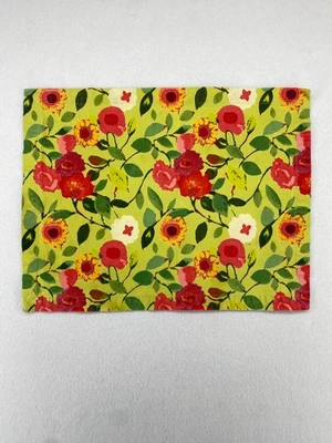 CRATE & BARREL Set of 6 Louise Placemats Floral Heavy Woven Cotton Green 14"x19" - Image 1 of 4