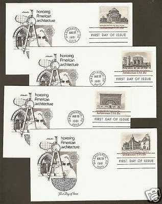 #1928-31 18c American Architecture -Set of 4 Artm. FDCs - Image 1 of 3