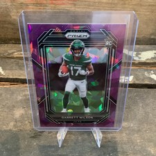 Prizm Garrett Wilson Cracked Ice Jets /225 Purple Rookie Card 