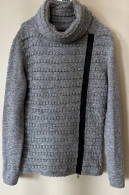 SARAH PACINI серый вязаный черепаха шеи свитер один размер молнии акцент шерстяная смесь - Изображение 1 из 4