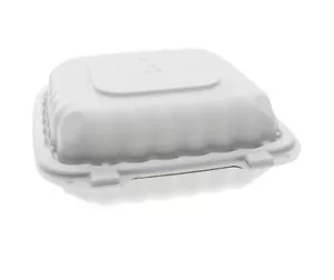 PACTIV YCN808010000, Hinged Lid Container White, 1 Compartment, 200/Case - Picture 1 of 3