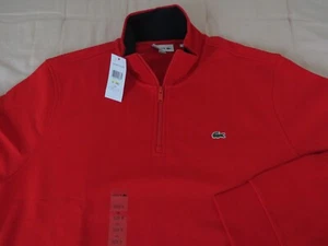 Lacoste Classic ¼-Zip Cotton Sweater, NWT – Men’s 4XL (EURO 9) – Red/Navy - Picture 1 of 10