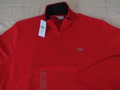 Suéter clásico de algodón Lacoste 1/4 cremallera, nuevo con etiquetas - 4XL (EURO 9) - rojo/azul marino Foto 1 de 4