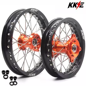 KKE 1.6*12/1.6*10'' Kinderräder Felgen Satz passend KTM SX50 2014-2023 CNC orange Nabe - Bild 1 von 10