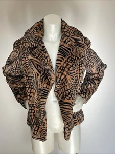 G Giuliana Black Label Faux Fur Jacket ANIMAL Print SZ S Small - Picture 1 of 15