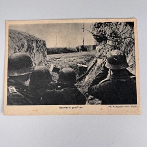 WW2 GERMAN POSTCARD WAR REPORTER WEBER PK KRIEGSBERICHTER C 1636 INFANTRY ATTACK - Picture 1 of 2