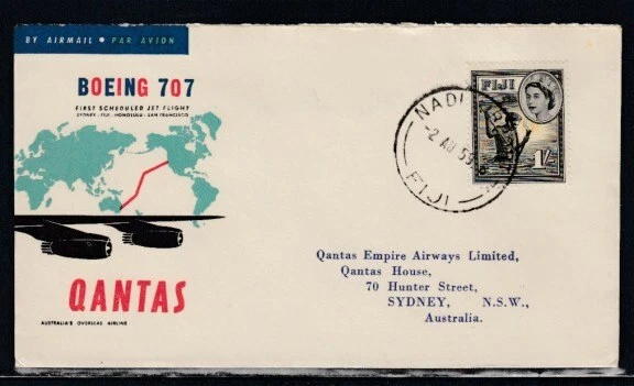 Cubierta comercial FIJI Nadi To Sydney 2-8-1959 Cancelar Foto 1 de 2