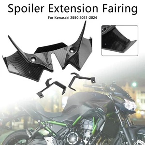 Front Downforce Spoiler Extension Fairing For Kawasaki Z650 2021-2024 Carbon - Picture 1 of 12