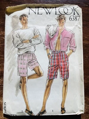 Vintage New Look Pattern #6387 Mens Shorts 80/90's CUT Size 30, 32, 34 - Image 1 of 2