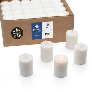 Royal Imports Votive Candle Unscented White Wax Box of 36 for Wedding - Picture 1 of 7