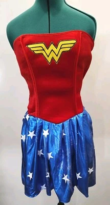 Vestido Disfraz Mujer Maravilla Liga de la Justicia Rubíes Mediano Rojo Blanco Azul Foto 1 de 4