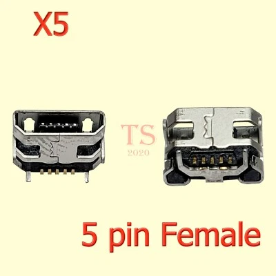 5 X New Micro USB 5 Pin with Horn Charging Sync Port Mount Jack Connector USA - Image 1 of 2