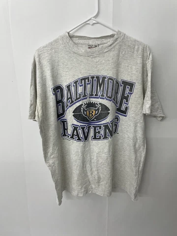 Vintage Baltimore Ravens NFL Big Graphic Logo T shirt Size L Single Stitch 1996 Cover