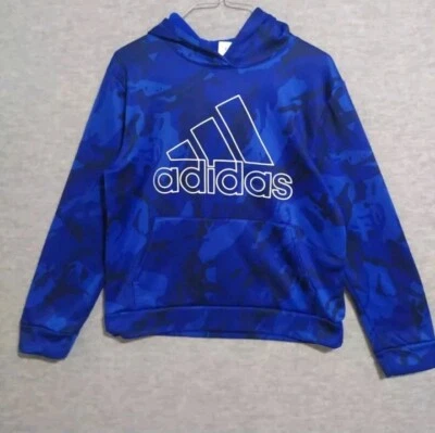 Adidas - Jóvenes Niños Talla XL - Sudadera con Capucha Azul Camuflada - Vellón - Sudadera - Bolsillos Nuevo sin Etiquetas Foto 1 de 4