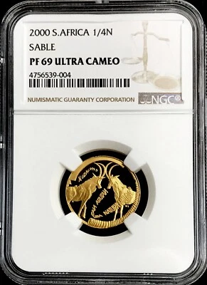 2000 GOLD SOUTH AFRICA 1/4 OZ NATURA SABLE COIN NGC PROOF 69 UC 2,128 MINTAGE - Image 1 of 3