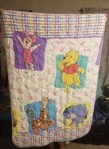 Winnie Puuh Kleinkind Decke Steppdecke Bettdecke Vintage 1995 kleine Bettwäsche - Bild 1 von 5