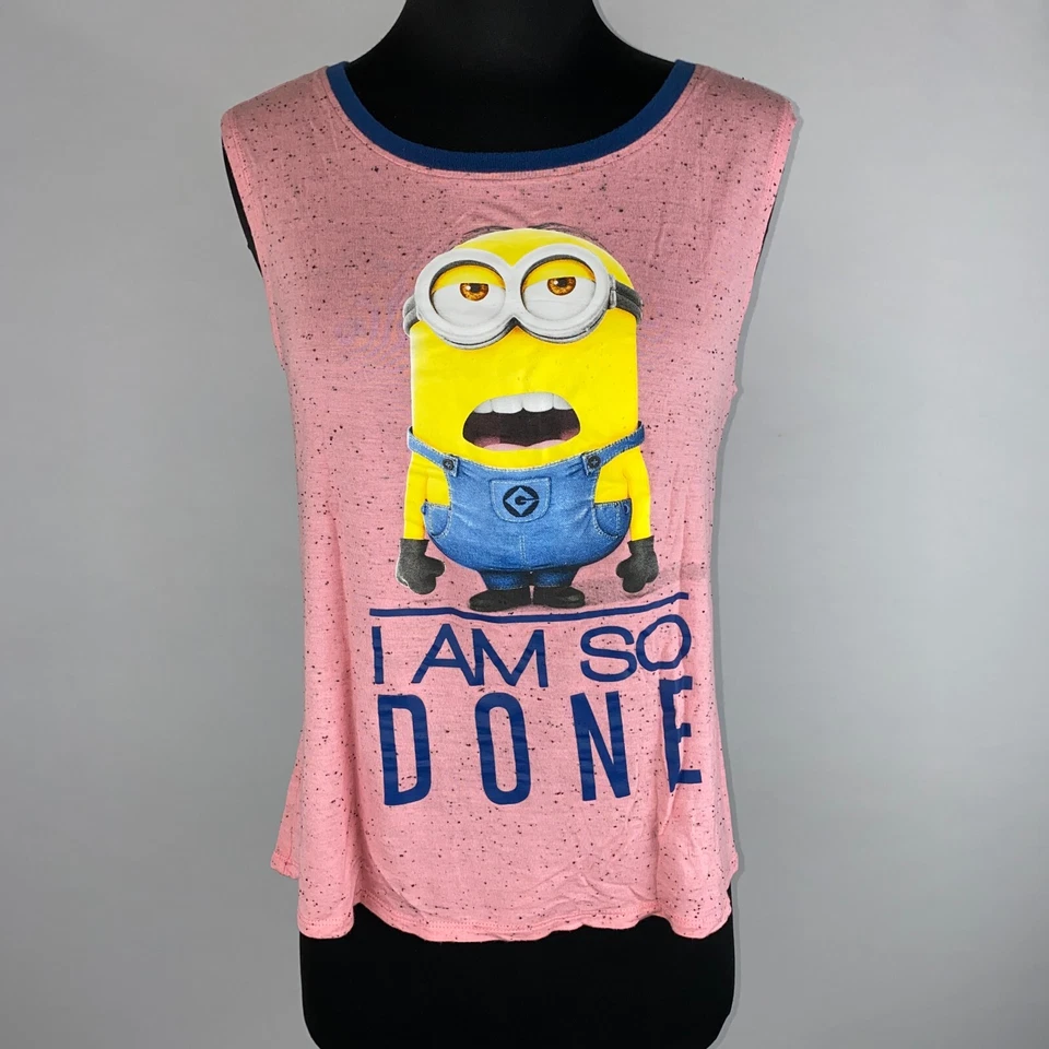 Camiseta sin mangas Despicable Me Mad Minion I Am So Done Juniors M película dibujos animados divertida casi nueva Foto 1 de 4