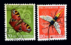 Switzerland Stamps 1955 Butterflies Set of 2 Used - Picture 1 of 1