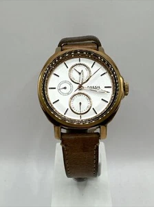 Fossil watch, ES3358 Women's, brown Leather band with buckle,rhinestone bezel - Picture 1 of 7