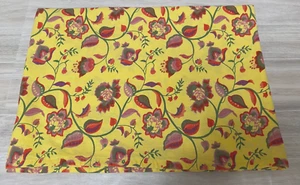 Große Blumenmuster Baumwolle rechteckige Tischdecke gelb Indien 58" x 79" LESEN - Bild 1 von 18