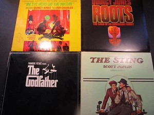 4 soundtrack LPs,The Godfather,The Sting,Roots,In The Heat of the Night,Quincy J - Picture 1 of 8