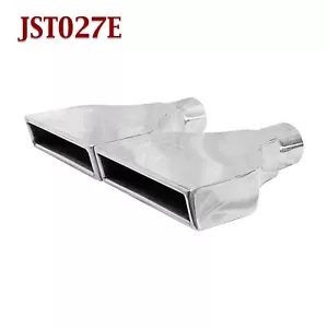 JST027E PAIR 2.5" Stainless Rectangle Exhaust Tips 2 1/2" Inlet 8" Outlet - Picture 1 of 2