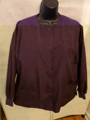 Natural Uniforms warm up jacket button down scrub top-purple-Small-Medical-nurse - Image 1 of 3