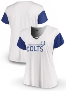 NEW - Women's Indianapolis Colts Majestic Lace-Up V-Neck Shirt - Plus Size 2X - Picture 1 of 3