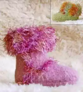 CHILDREN'S FELTED BOOT SLIPPERS to KNIT by FIBER TRENDS - Picture 1 of 1