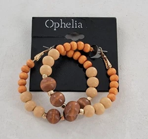 Ophelia Roe Hoop Earrings Brown Beads NEW - Picture 1 of 2