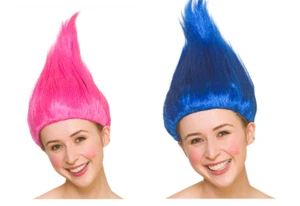 NEW Troll Wig Pink or Blue Funny Trollz Fancy Dress Party Accessories - Picture 1 of 3