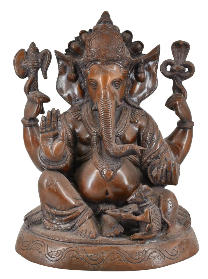 Estatua grande de latón Ganesha Whitewhale Ganesh Idol-Dios de éxito hindú decoración del hogar Foto 1 de 4