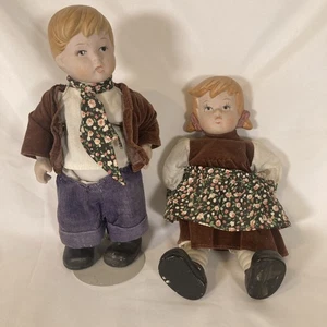"Muñecas de porcelana articuladas con cuerda Hansel Gretel estilo Hummel Goebel de colección 10""" - Imagen 1 de 10