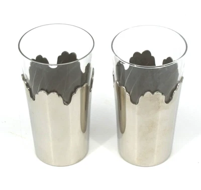 2x Gabriella CRESPI (1922-2017) Gläser aus versilberten Messing & Glas um 1975 - Bild 1 von 4