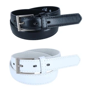 CTM Kid's Leather 1 inch Dress Belt with Square Buckle (Pack of 2) - Picture 1 of 16